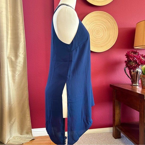 EUC Astr Asymmetrical Tank Top/Blouse Sheer Lined Beaded Neck Line Size M - Picture 3 of 15